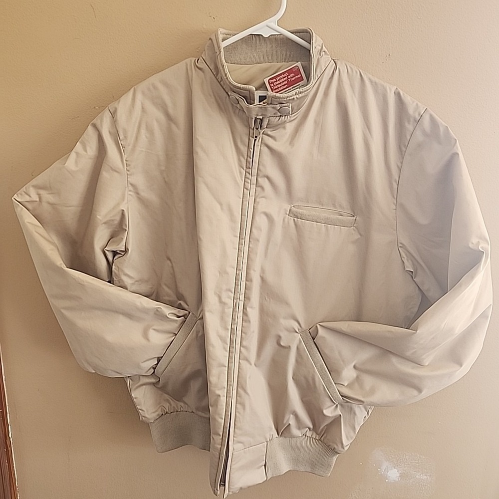 Vintage Large K Brand Made‎ USA Jacket Coat Thinsulate Product Tan Bomber Zipper